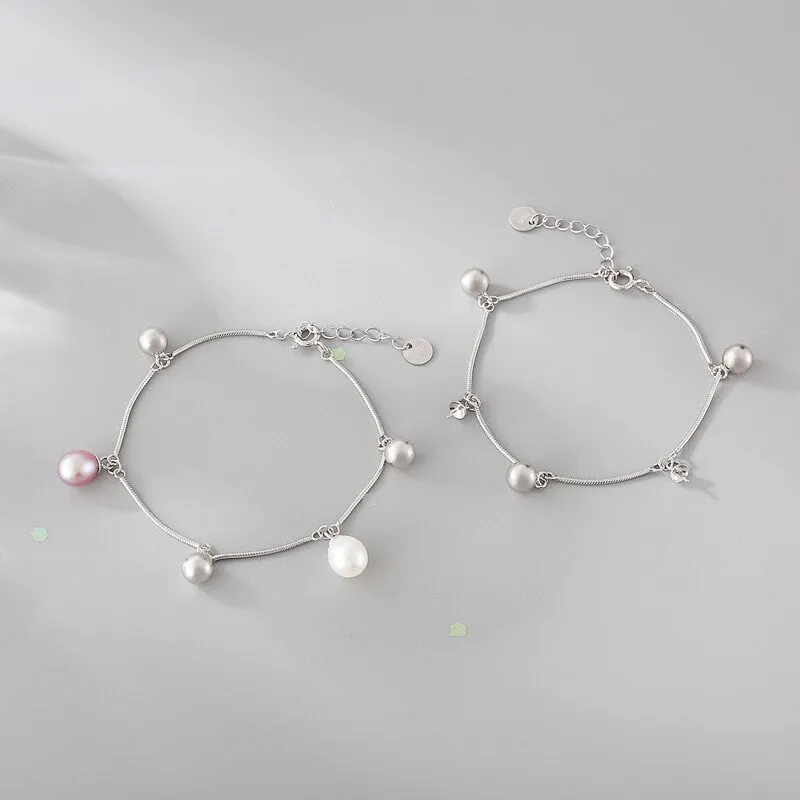 Pearl Chain Bracelet Setting 160mm 6,3" Sterling Silver 925 For Two Beads Blank Tray Base White Gold Fine No Prongs Jewelry Wholesale 1pc