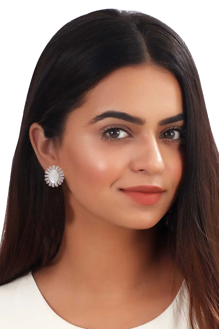 Pearl Moonstone Stud Earrings