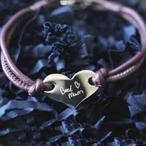 Personalised Own Handwriting Hearts Forever Leather Bracelet