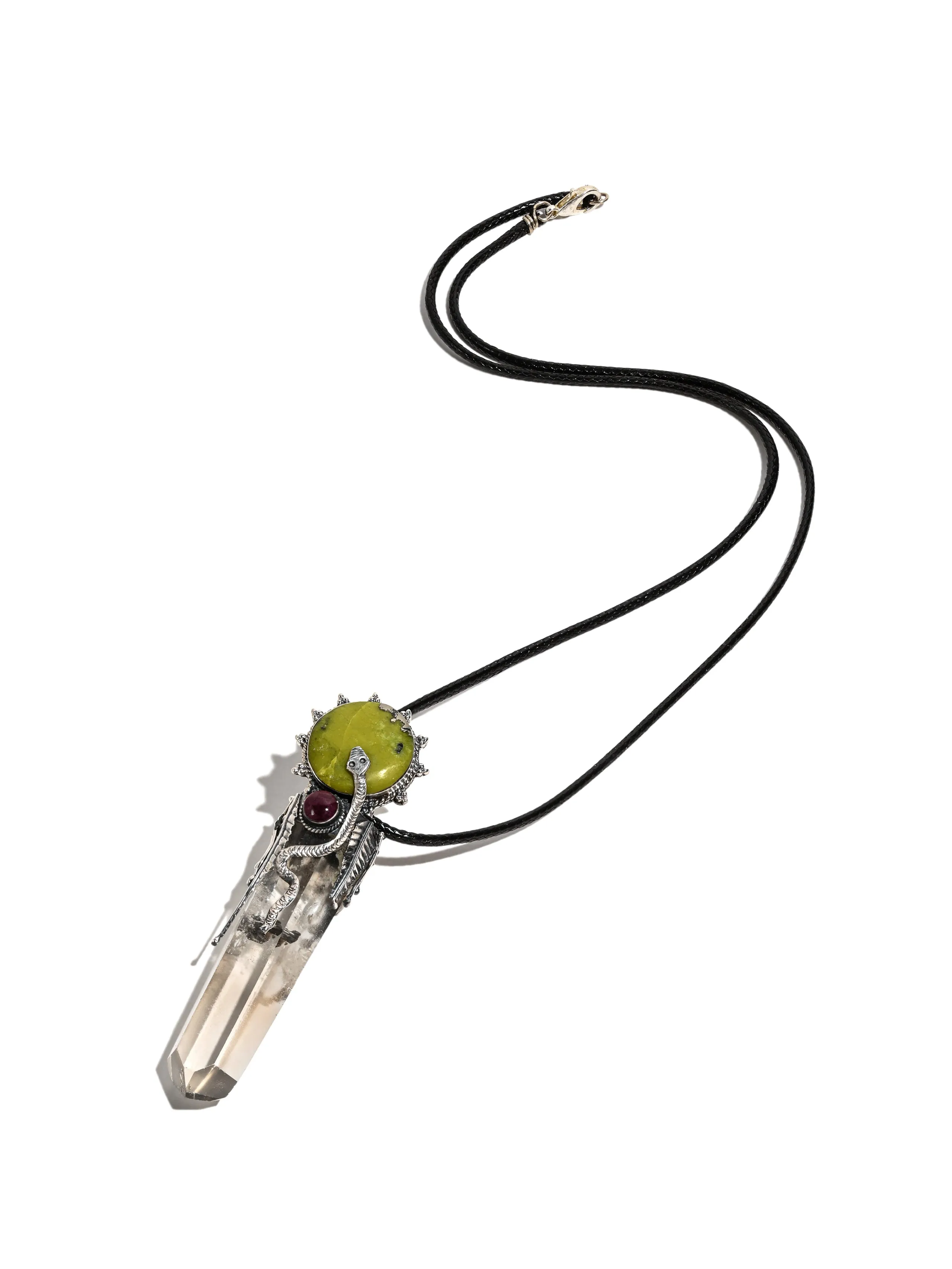 Peruvian Silver Jade Pendant Necklace - Serpent & Stone