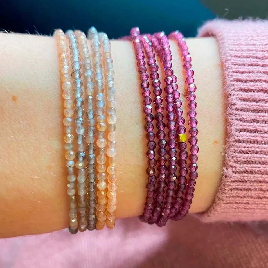 Pink Garnet Wrap Bracelet - Necklace