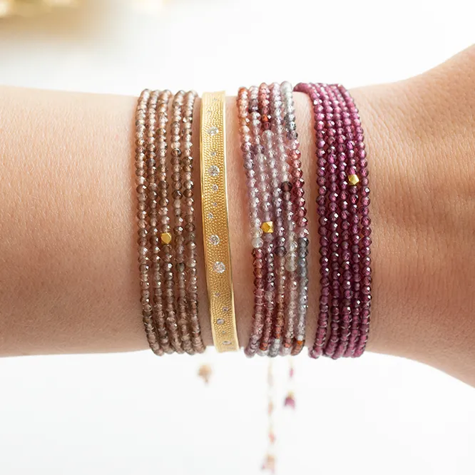Pink Garnet Wrap Bracelet - Necklace