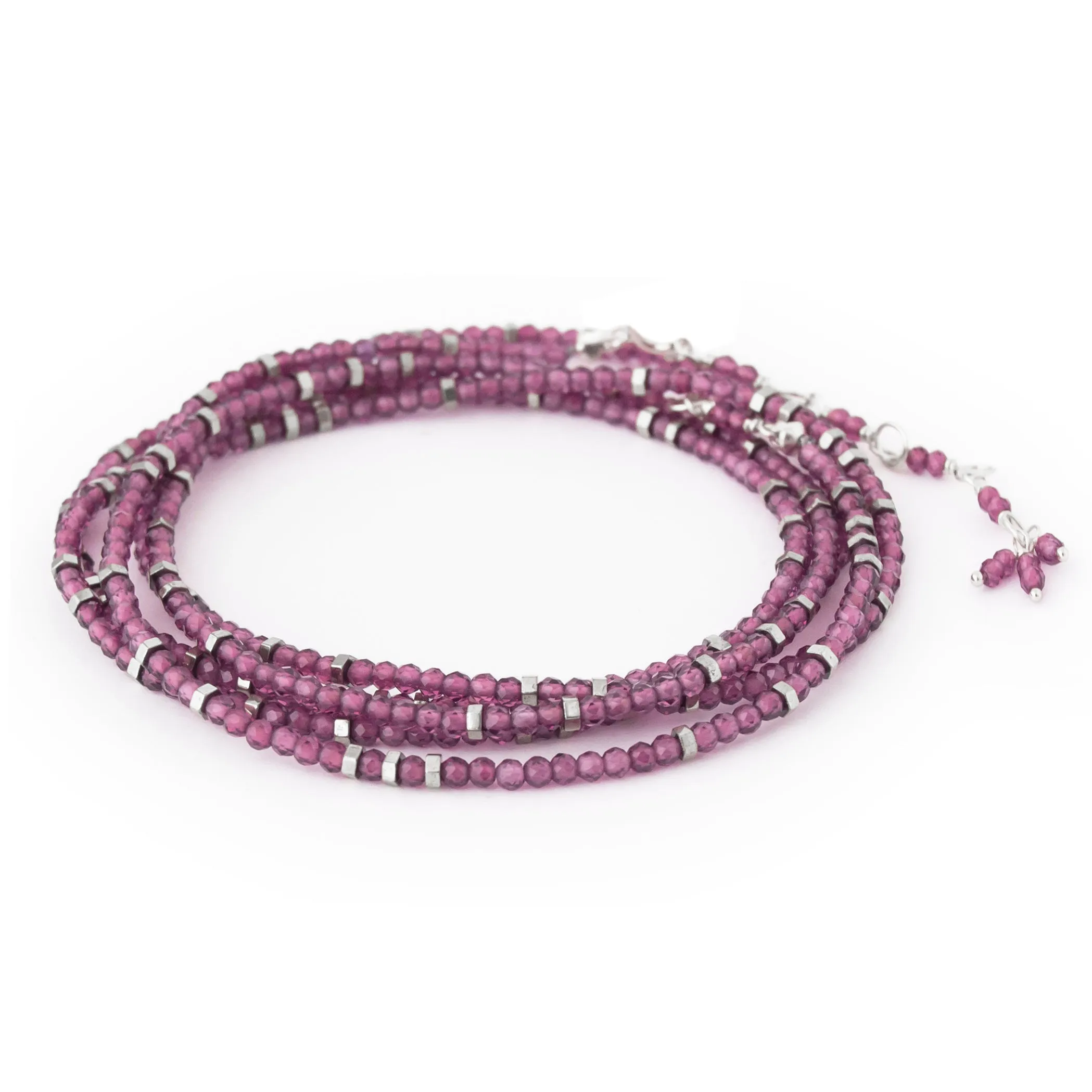 Pink Garnet Wrap Bracelet - Necklace