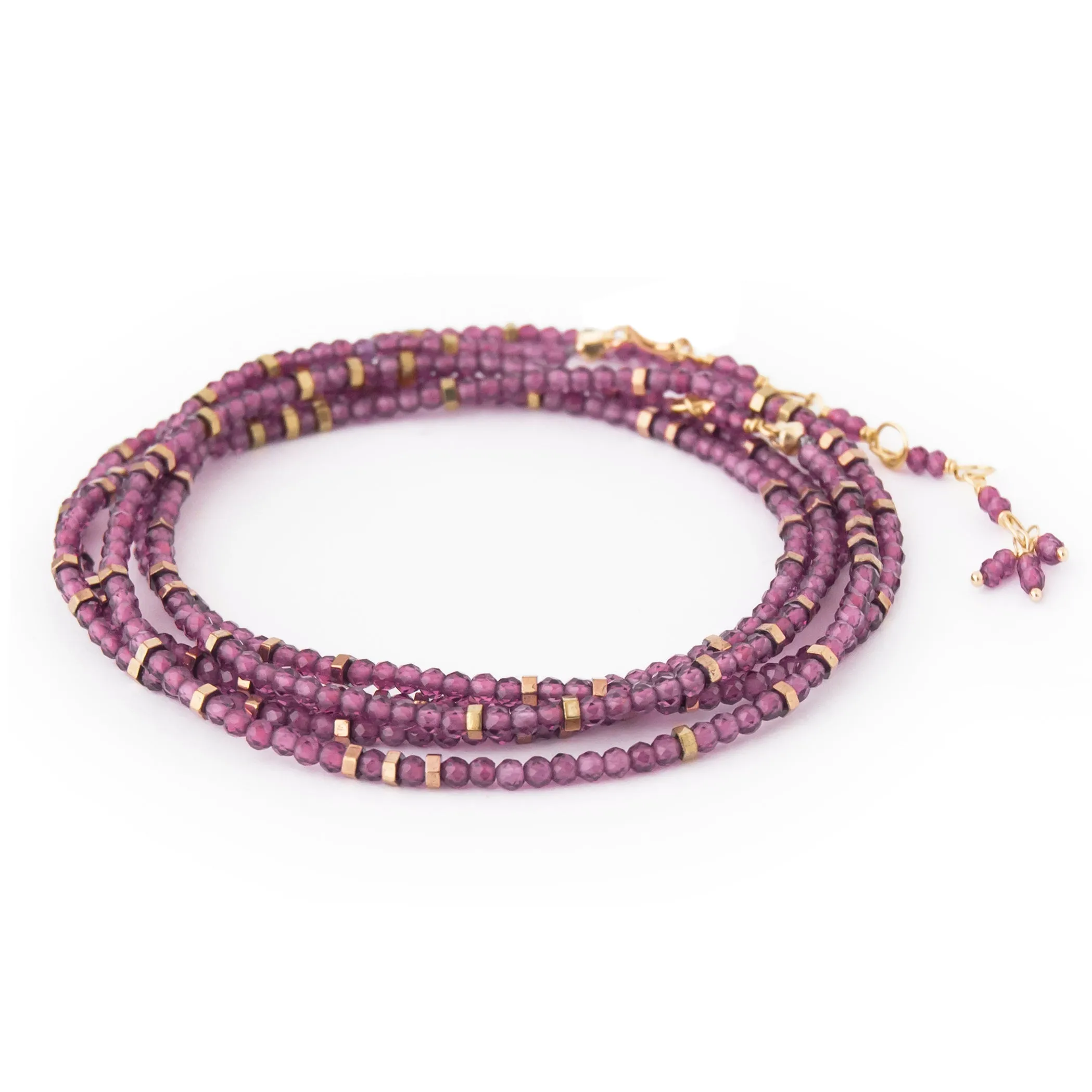 Pink Garnet Wrap Bracelet - Necklace