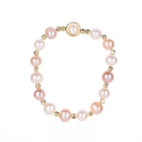 Pink Pearl Bracelet with Sterling Silver Needle
