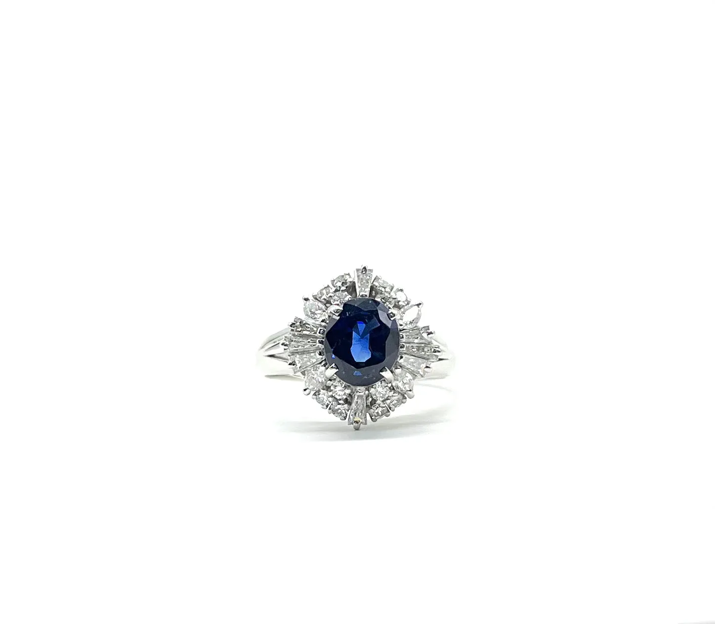 Platinum Sapphire and Diamond Ring