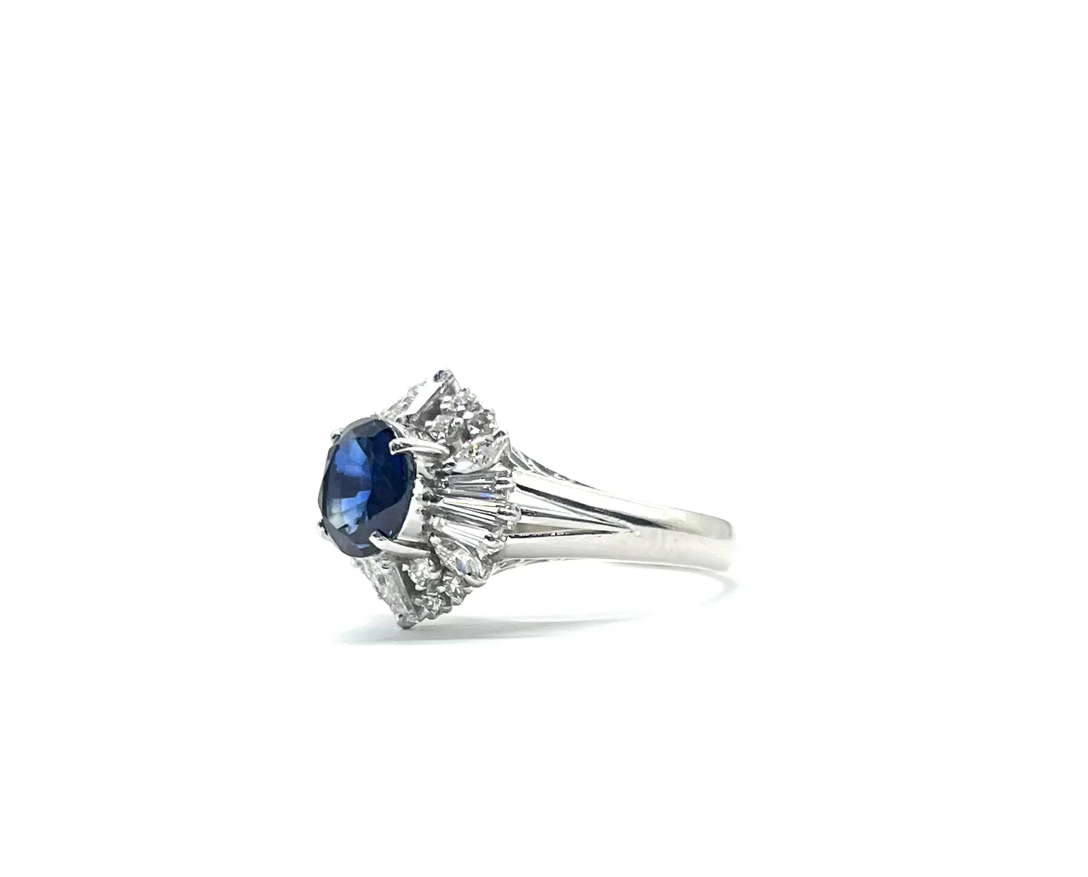 Platinum Sapphire and Diamond Ring