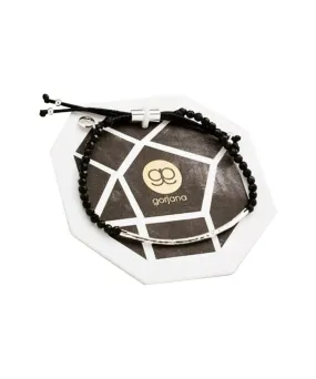 Power Gemstone Black Onyx Bracelet for Protection, Silver