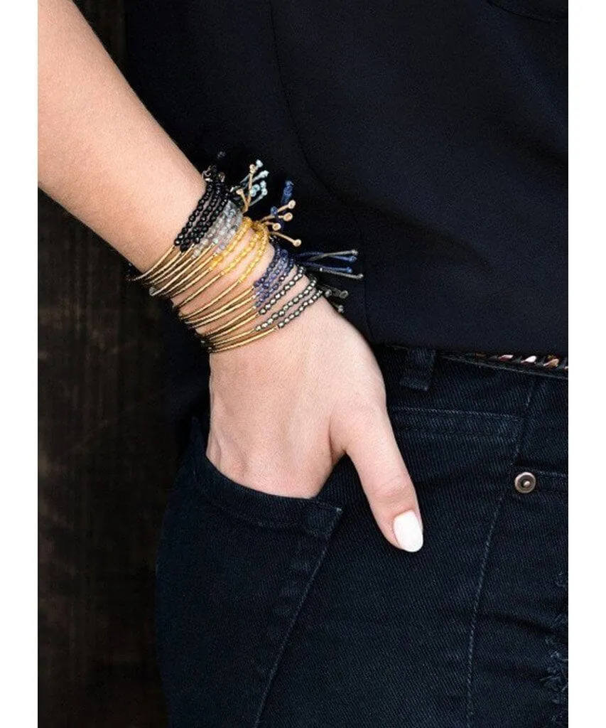 Power Gemstone Black Onyx Bracelet for Protection, Silver