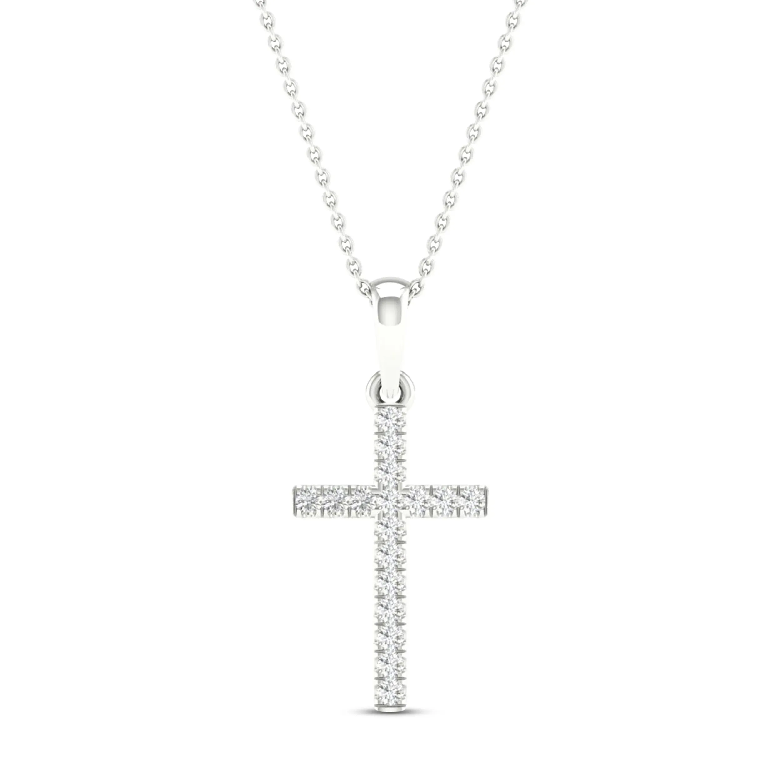 Pre-Owned Kay 10k White Gold 1/10ct Diamond Cross Pendant Necklace