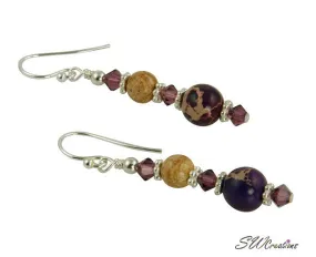 Purple Varascite Jasper Gemstone Beaded Earrings