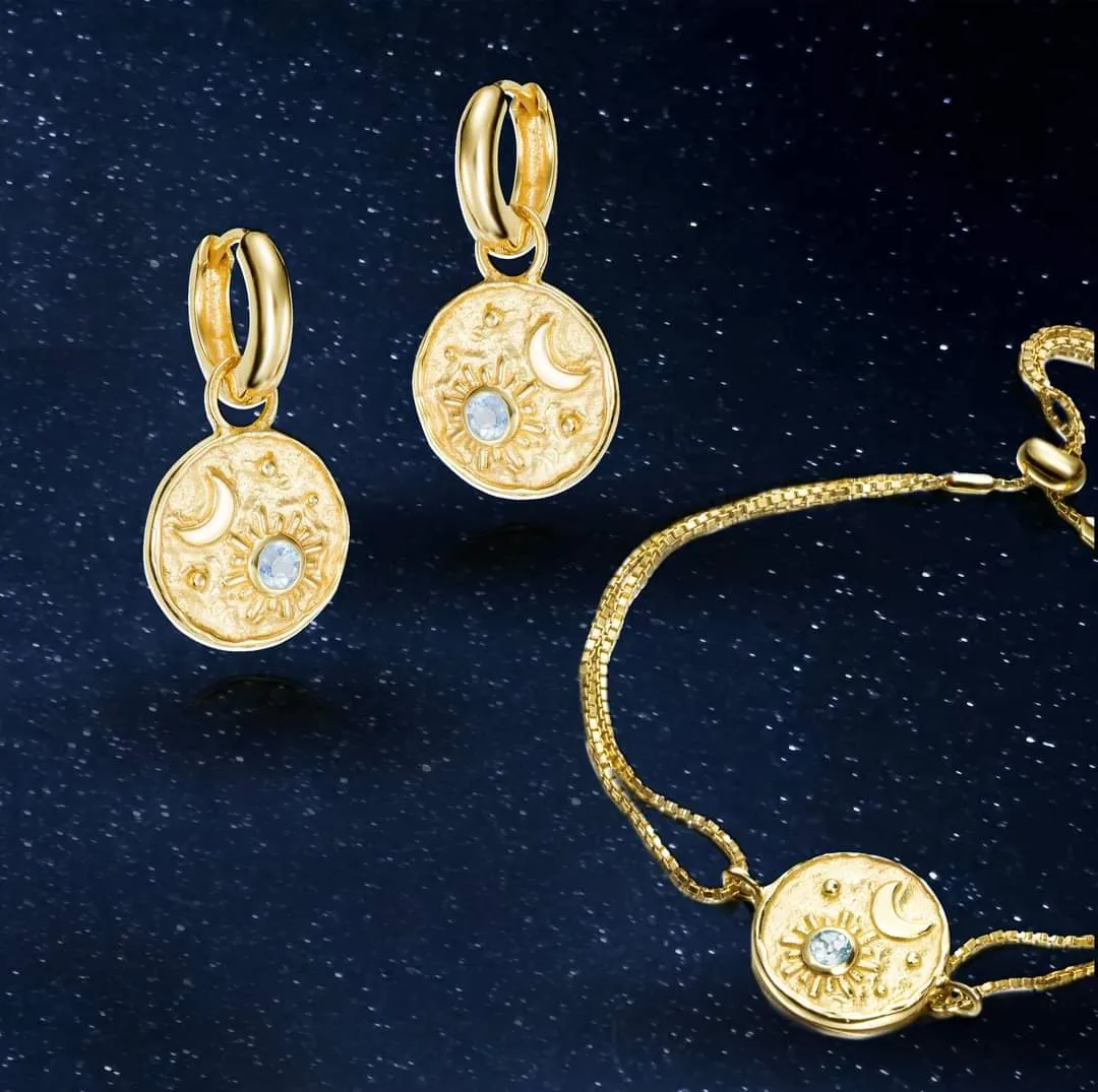 "Luna" Celestial Dangle Hoop Earrings