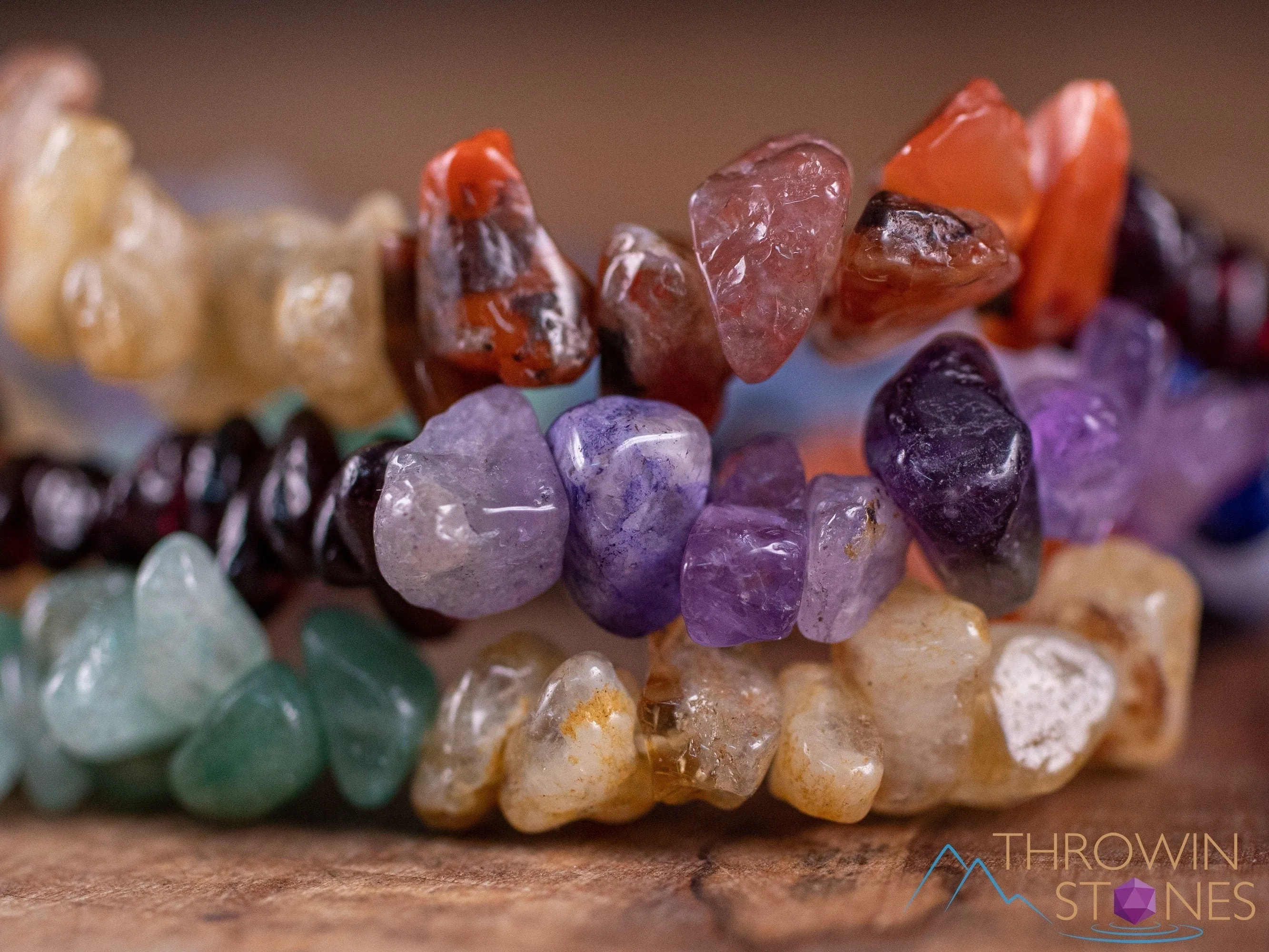 RAINBOW CHAKRA Crystal Bracelet - Chip Beads - Beaded Bracelet, Handmade Jewelry, Healing Crystal Bracelet, E1951