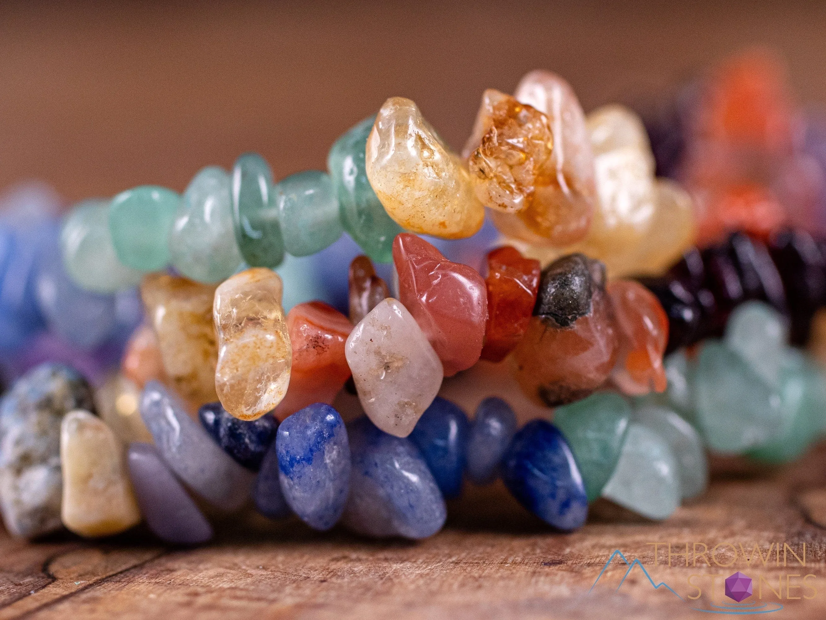 RAINBOW CHAKRA Crystal Bracelet - Chip Beads - Beaded Bracelet, Handmade Jewelry, Healing Crystal Bracelet, E1951