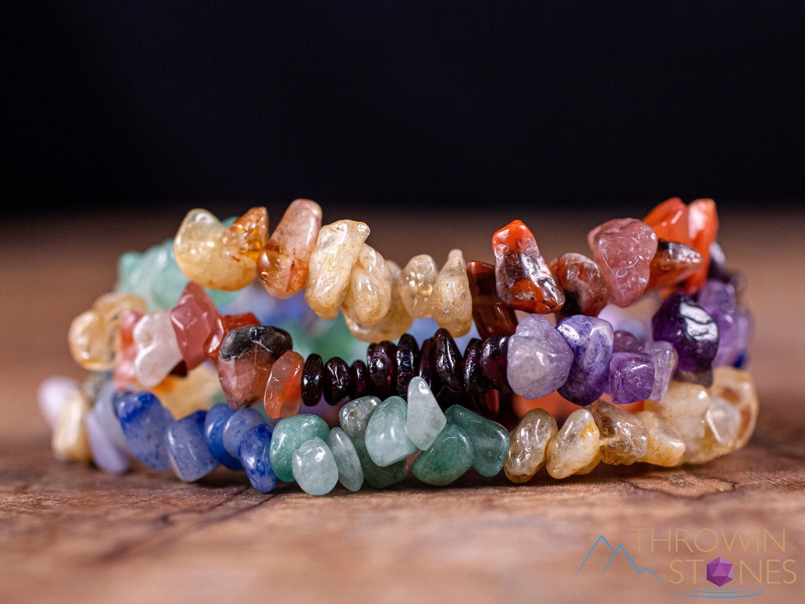 RAINBOW CHAKRA Crystal Bracelet - Chip Beads - Beaded Bracelet, Handmade Jewelry, Healing Crystal Bracelet, E1951