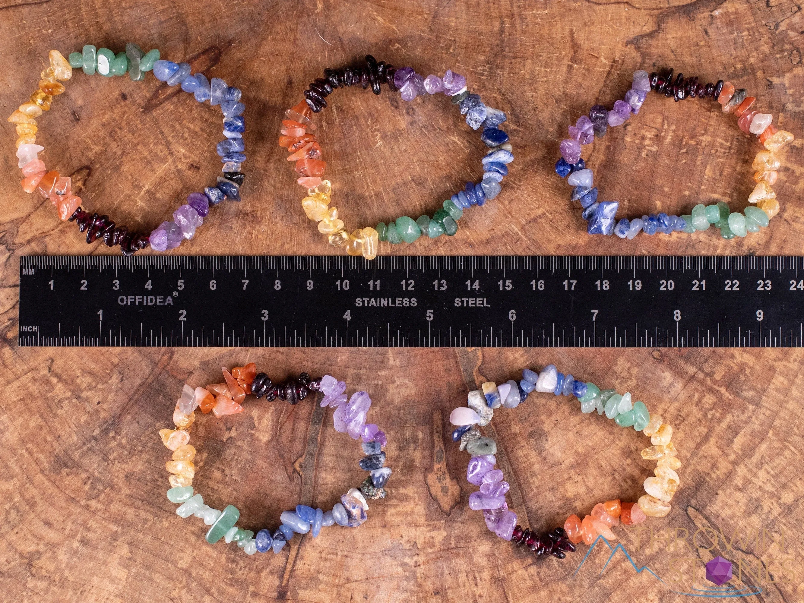 RAINBOW CHAKRA Crystal Bracelet - Chip Beads - Beaded Bracelet, Handmade Jewelry, Healing Crystal Bracelet, E1951