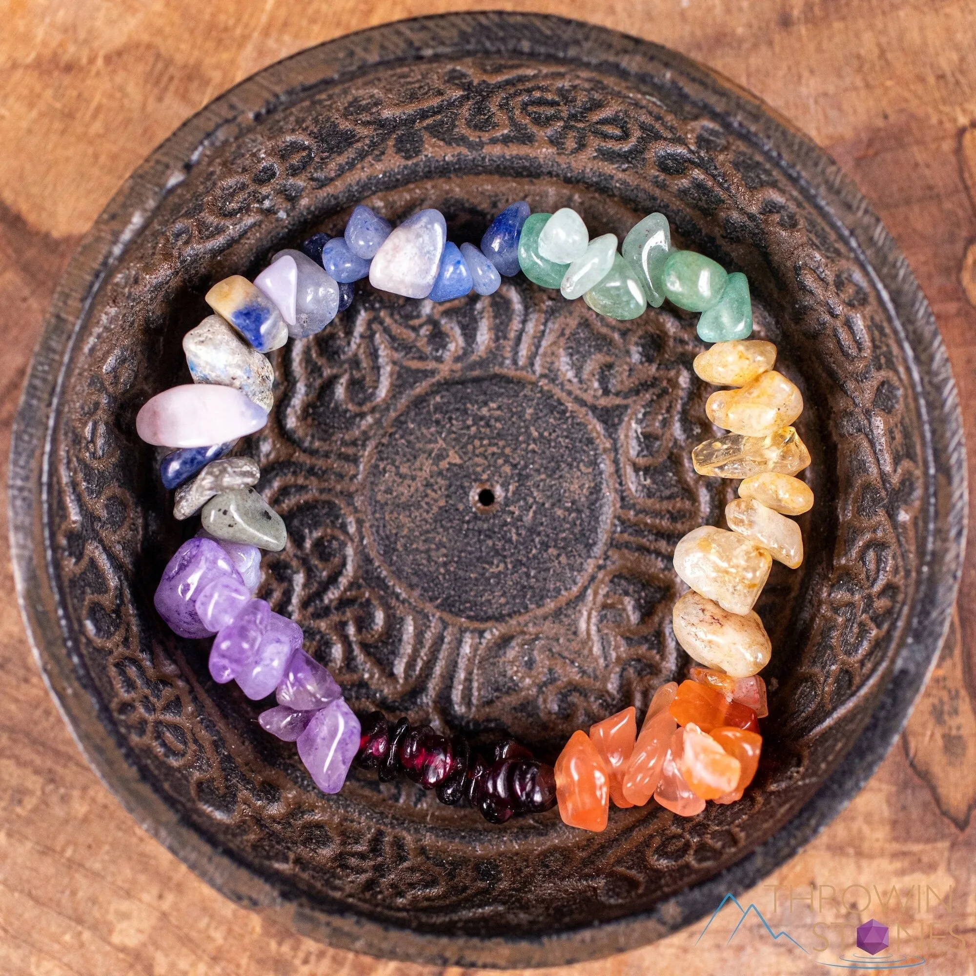 RAINBOW CHAKRA Crystal Bracelet - Chip Beads - Beaded Bracelet, Handmade Jewelry, Healing Crystal Bracelet, E1951