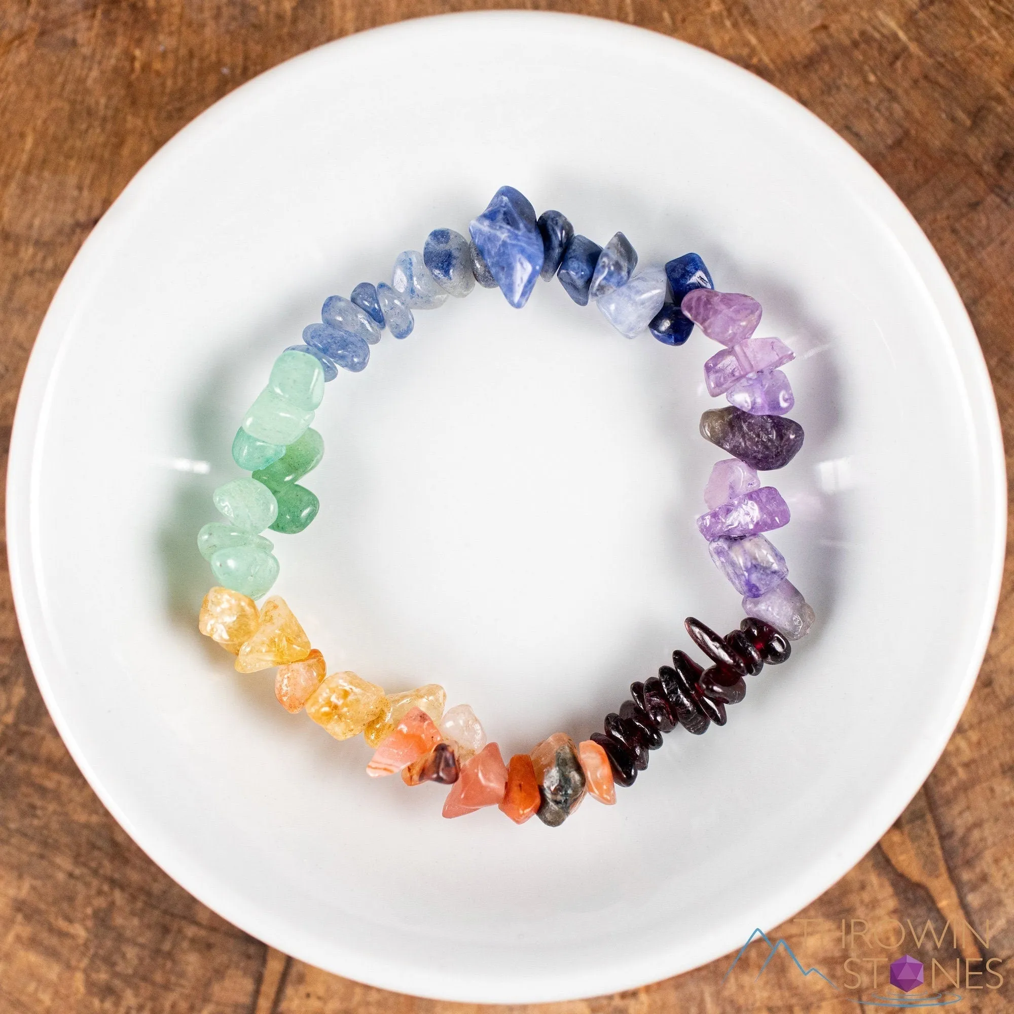 RAINBOW CHAKRA Crystal Bracelet - Chip Beads - Beaded Bracelet, Handmade Jewelry, Healing Crystal Bracelet, E1951