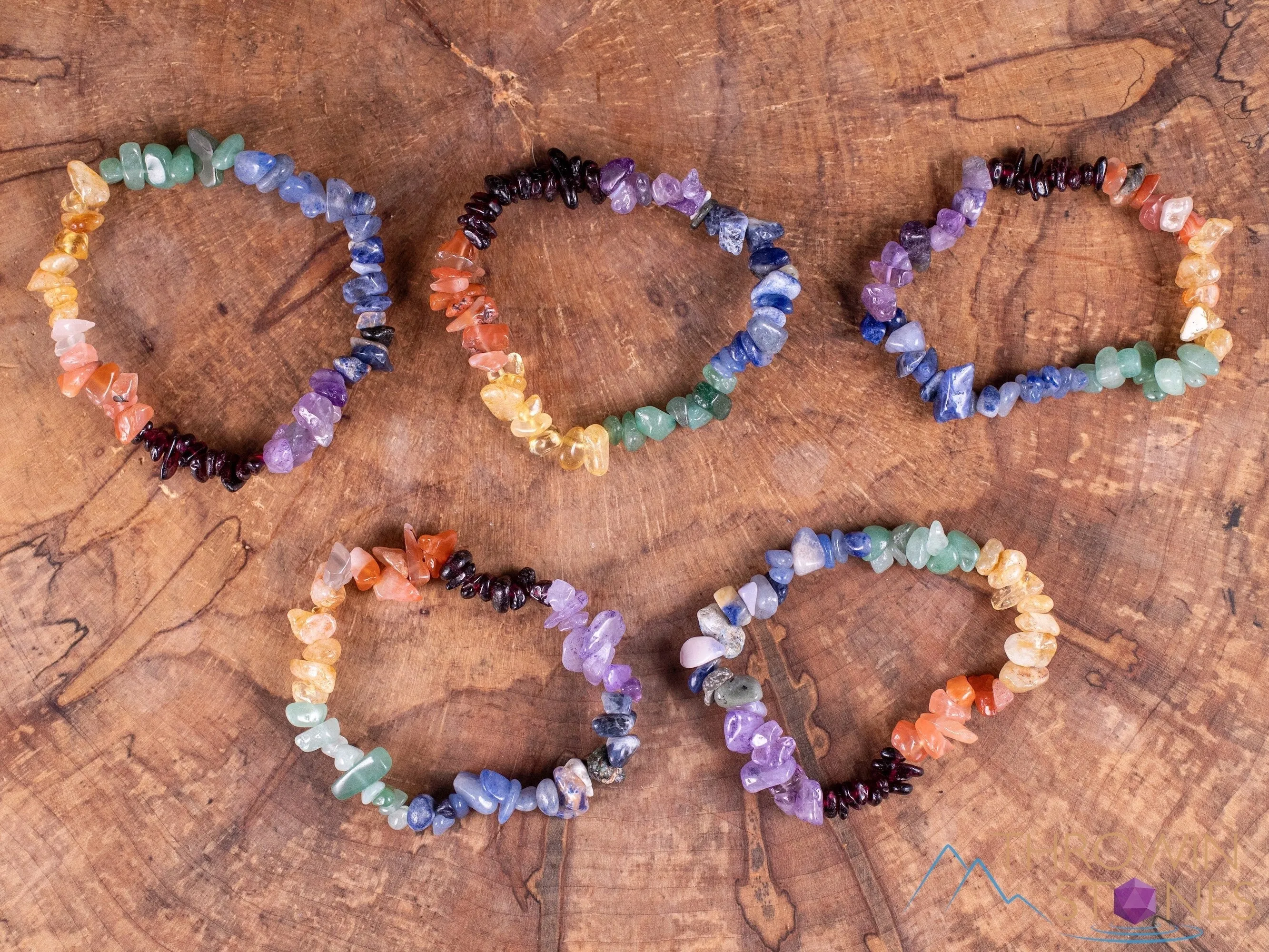 RAINBOW CHAKRA Crystal Bracelet - Chip Beads - Beaded Bracelet, Handmade Jewelry, Healing Crystal Bracelet, E1951