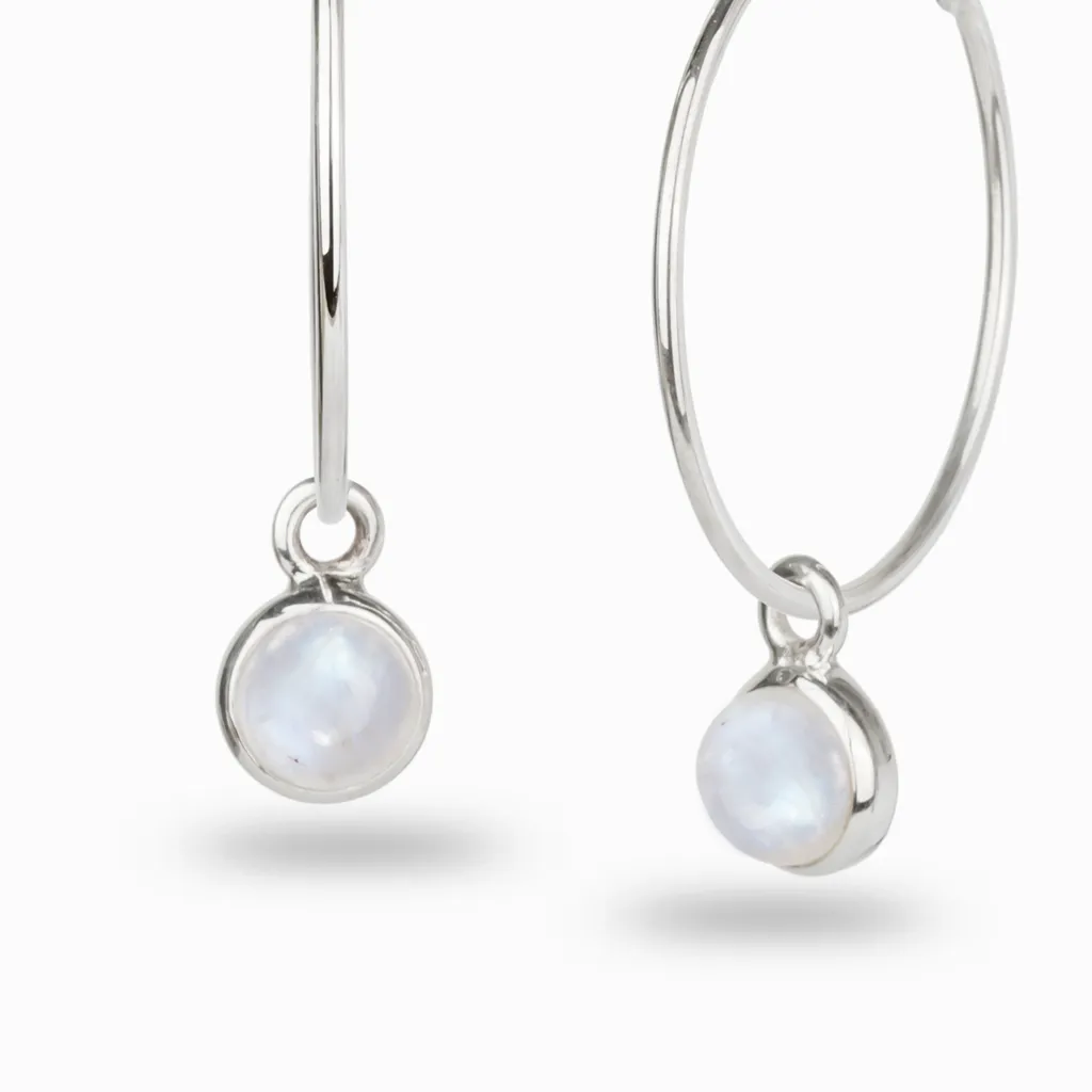 Rainbow Moonstone Hoop Charms