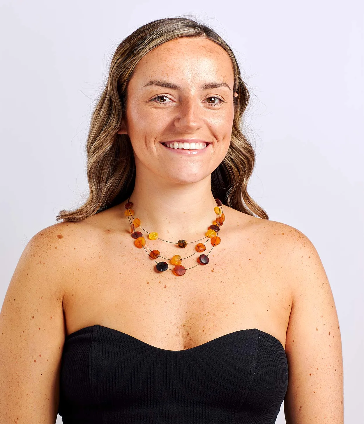 RAW Layered Colourful Amber Discs necklace