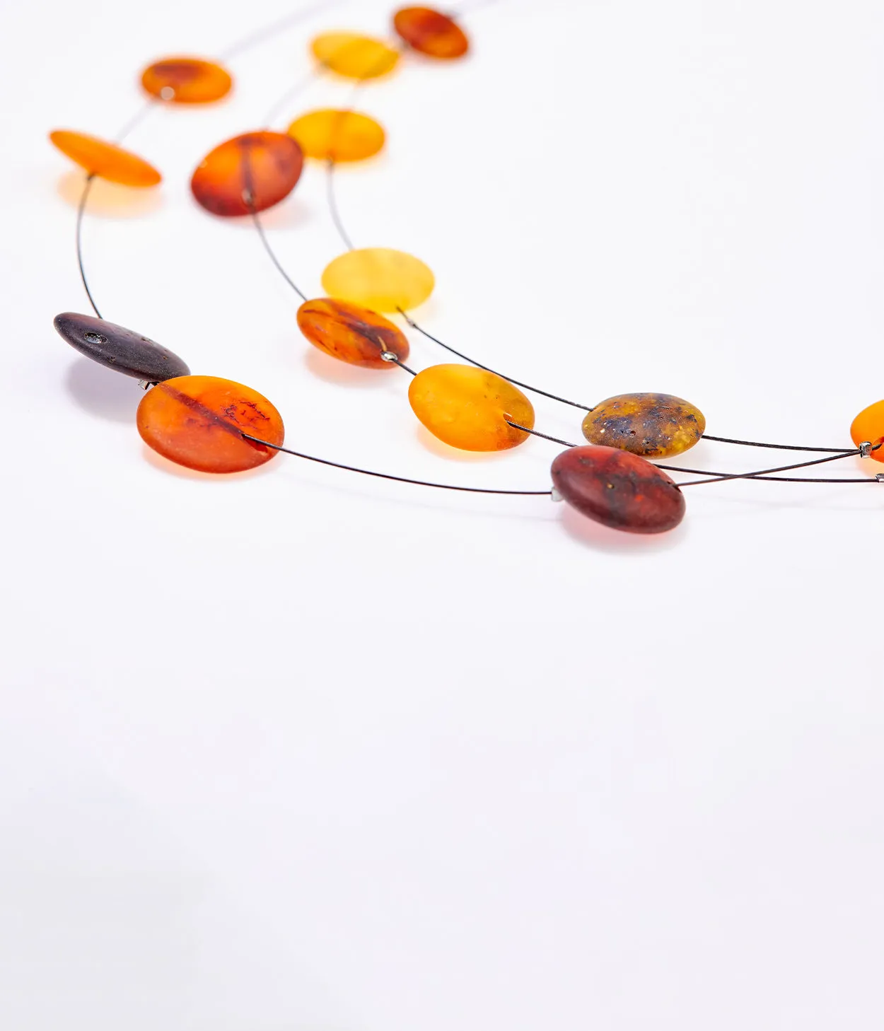 RAW Layered Colourful Amber Discs necklace