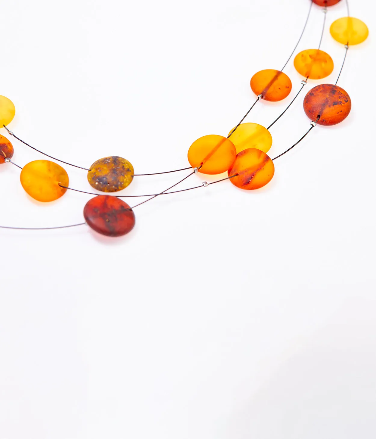 RAW Layered Colourful Amber Discs necklace