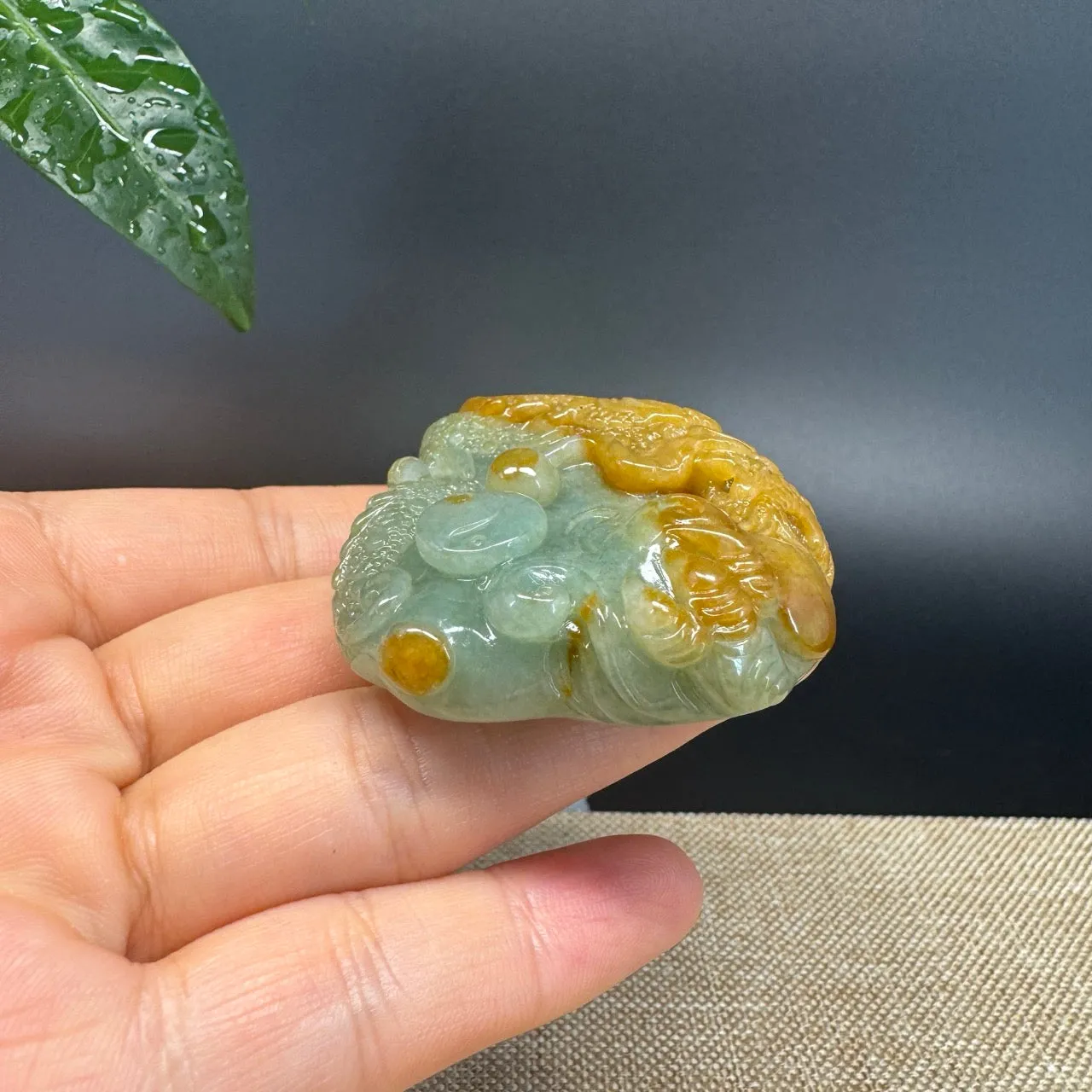 RealJade® Co.  Genuine Burmese Jadeite Jade Yellow Green Dragon Pendant Necklace