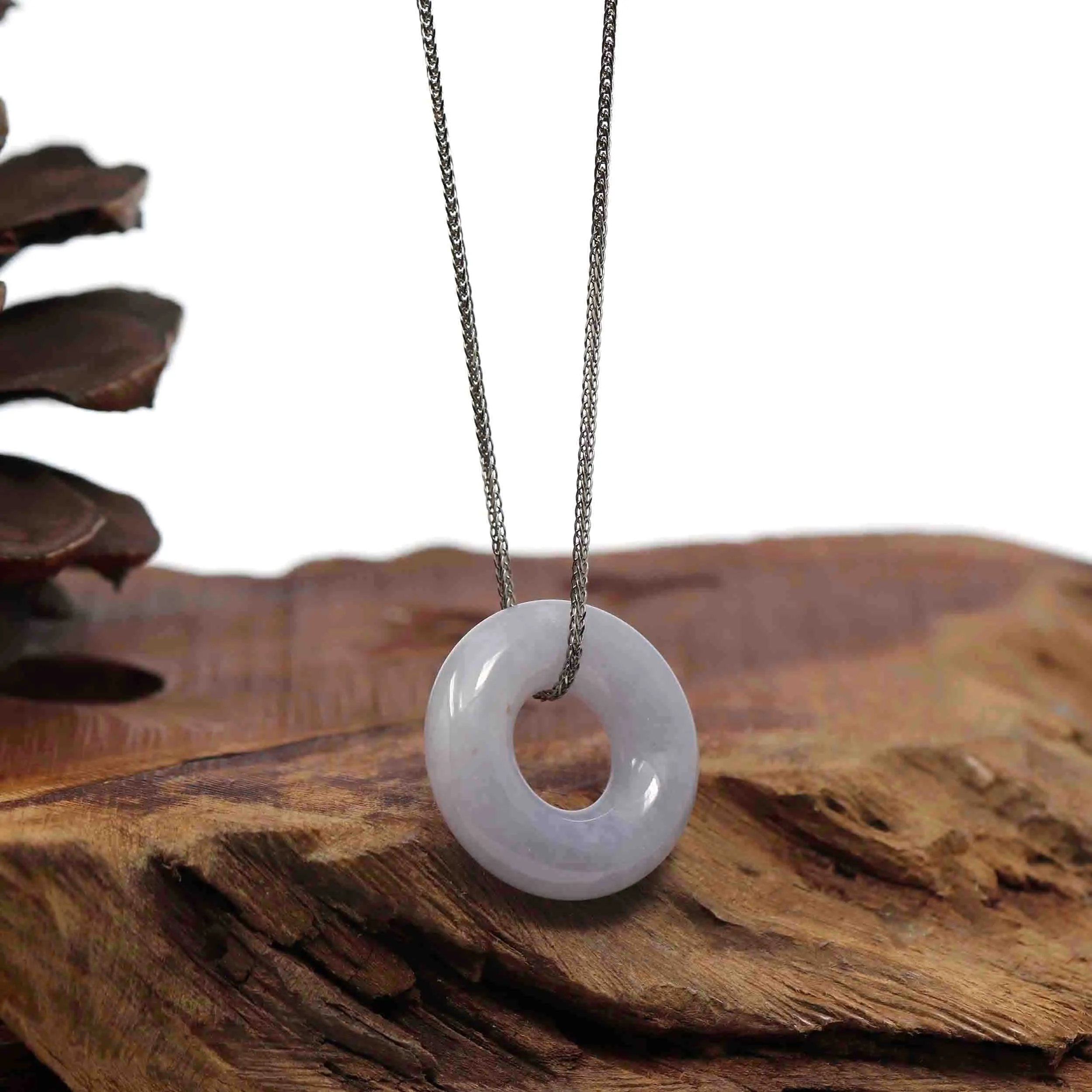 RealJade® Co. "Good Luck Button" Necklace Lavender Jadeite Jade Pendant