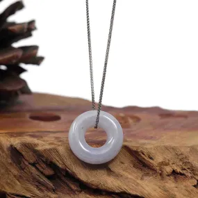 RealJade® Co. "Good Luck Button" Necklace Lavender Jadeite Jade Pendant