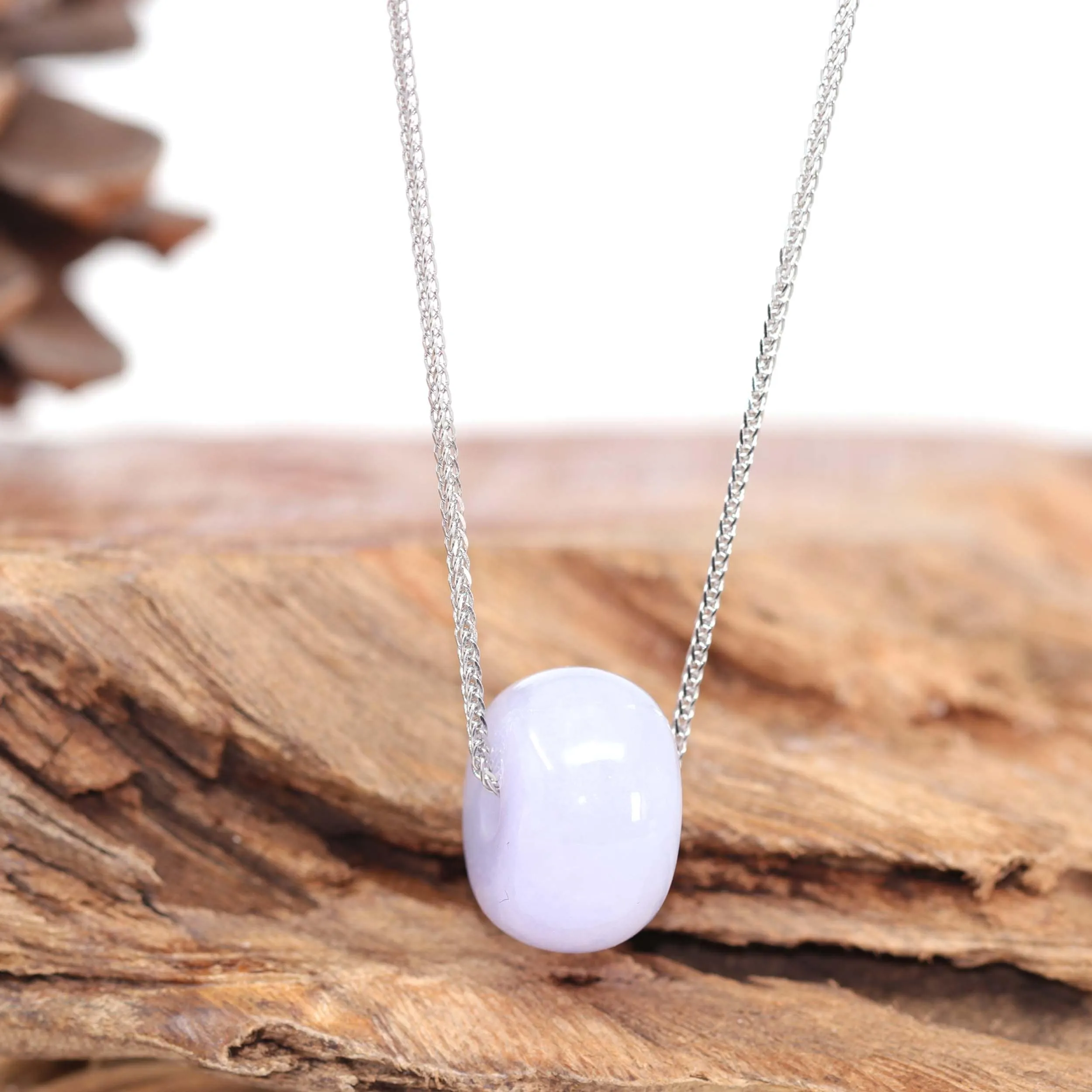 RealJade® Co. "Good Luck Button" Necklace Real Lavender Jade Lucky KouKou Pendant Necklace