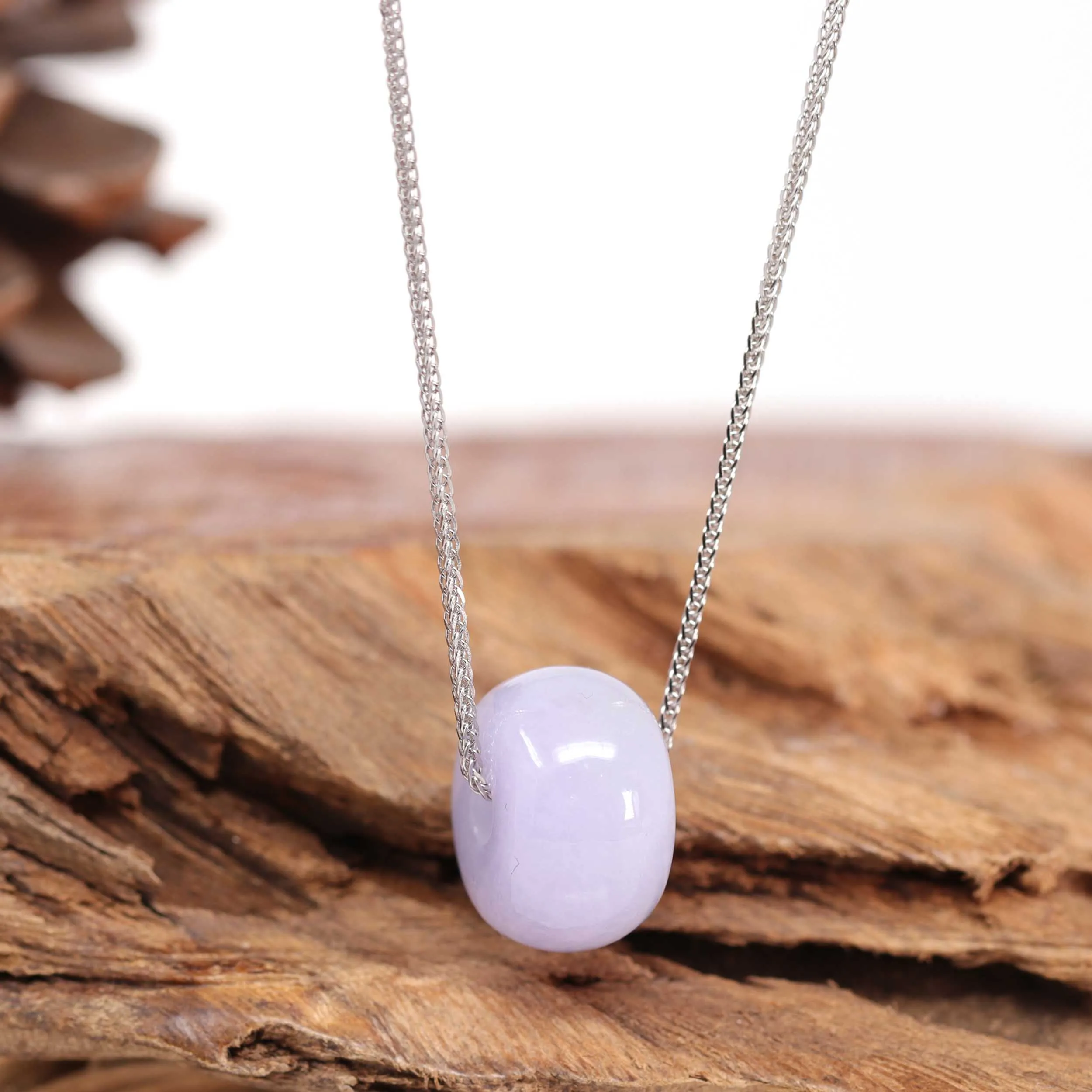RealJade® Co. "Good Luck Button" Necklace Real Lavender Jade Lucky KouKou Pendant Necklace