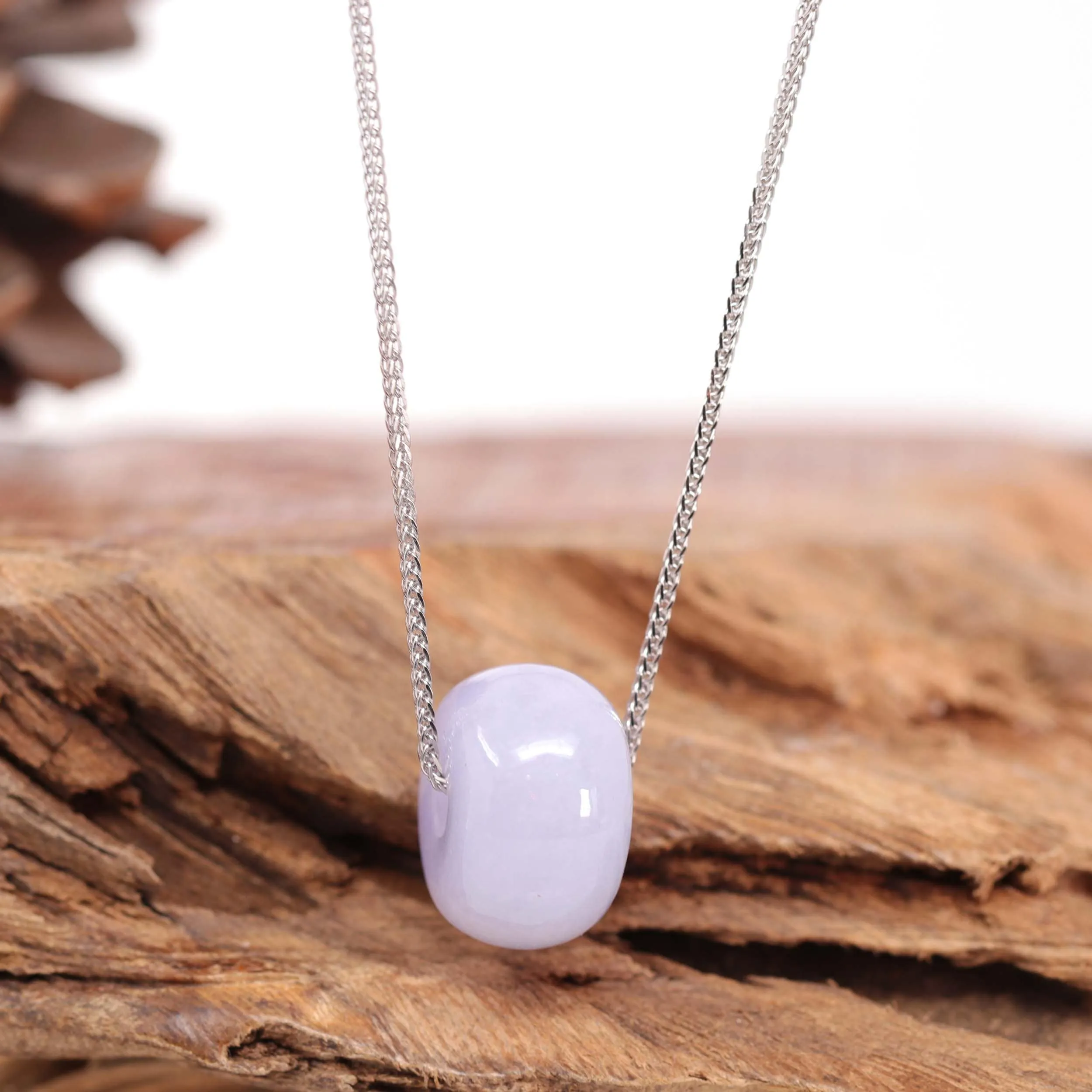 RealJade® Co. "Good Luck Button" Necklace Real Lavender Jade Lucky KouKou Pendant Necklace