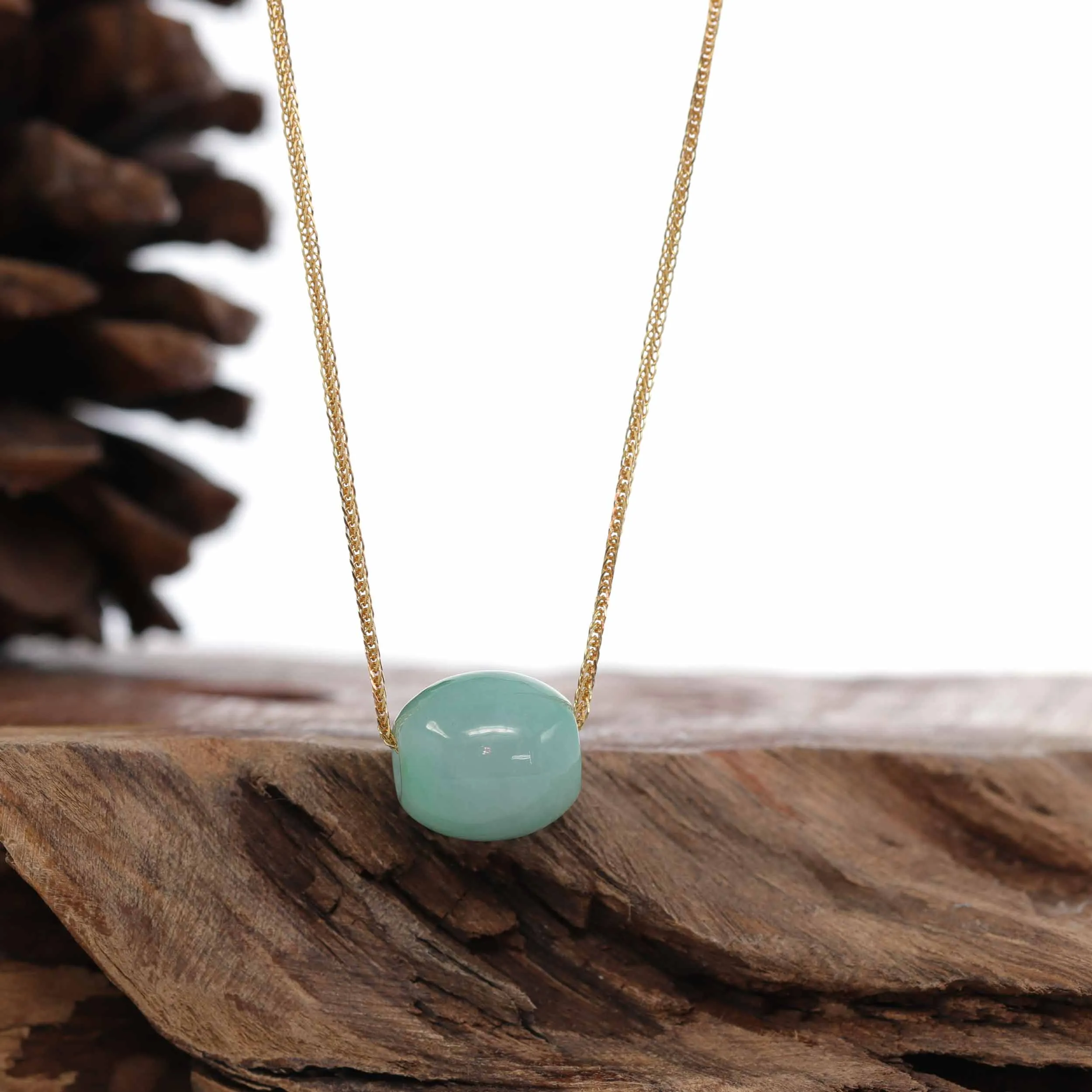 RealJade® Co. "Good Luck Button" Necklace Rich Apple Green Jade Lucky TongTong Pendant Necklace