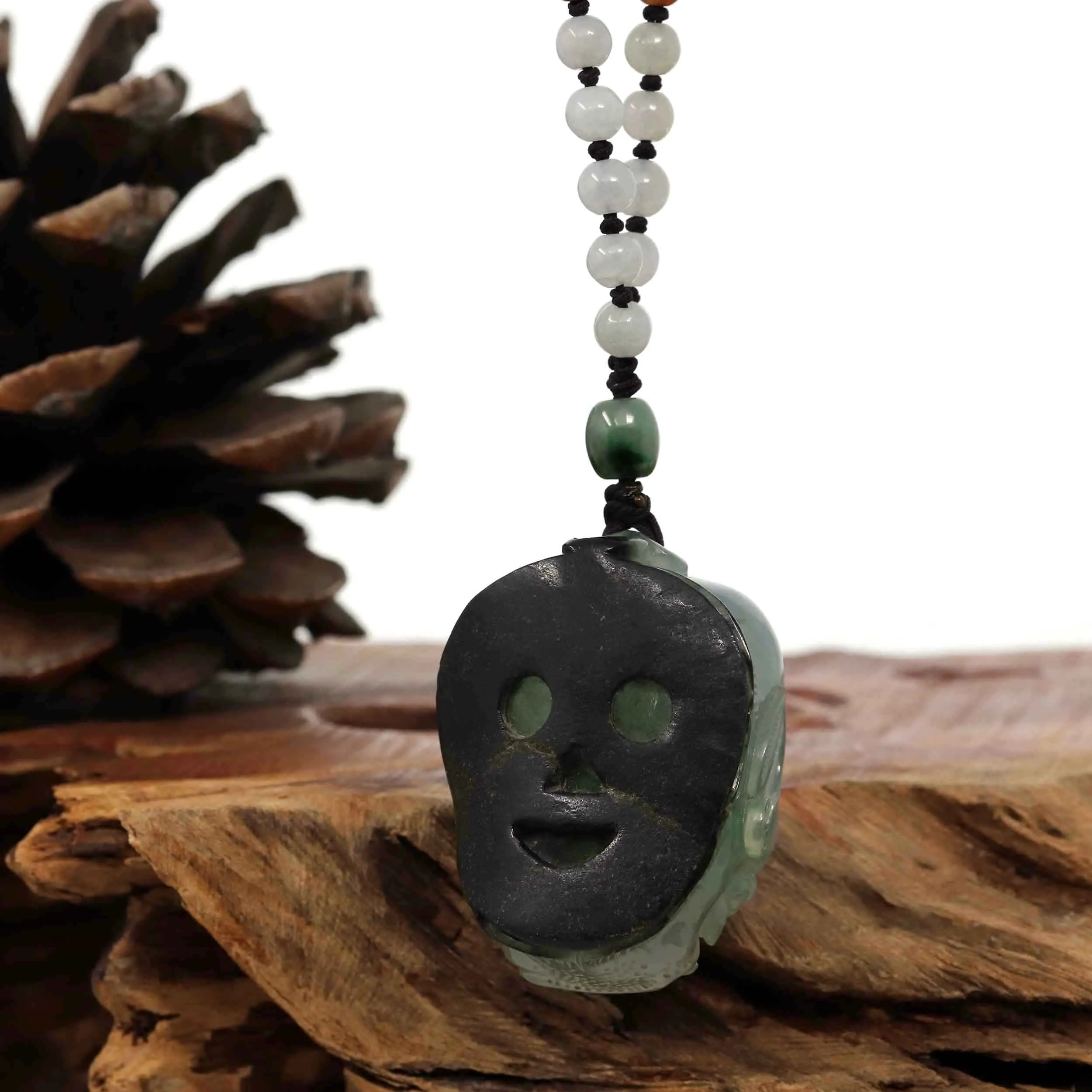 RealJade® "Demon Hunter" (Oni) Natural Blue Green Ice Jadeite Jade Necklace Collectibles