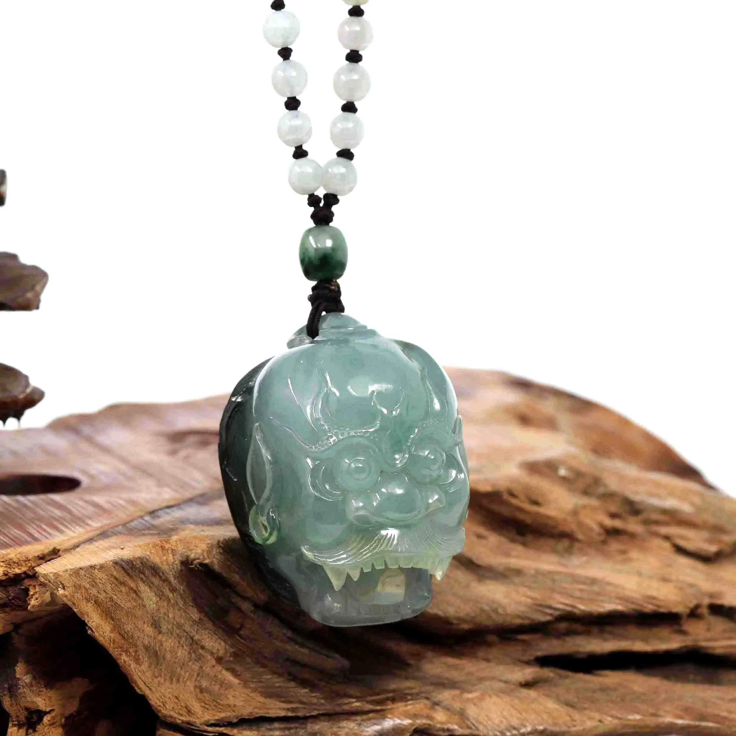 RealJade® "Demon Hunter" (Oni) Natural Blue Green Ice Jadeite Jade Necklace Collectibles