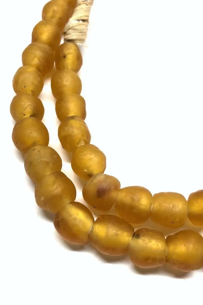 Recycled Glass Beads - Amber Yellow