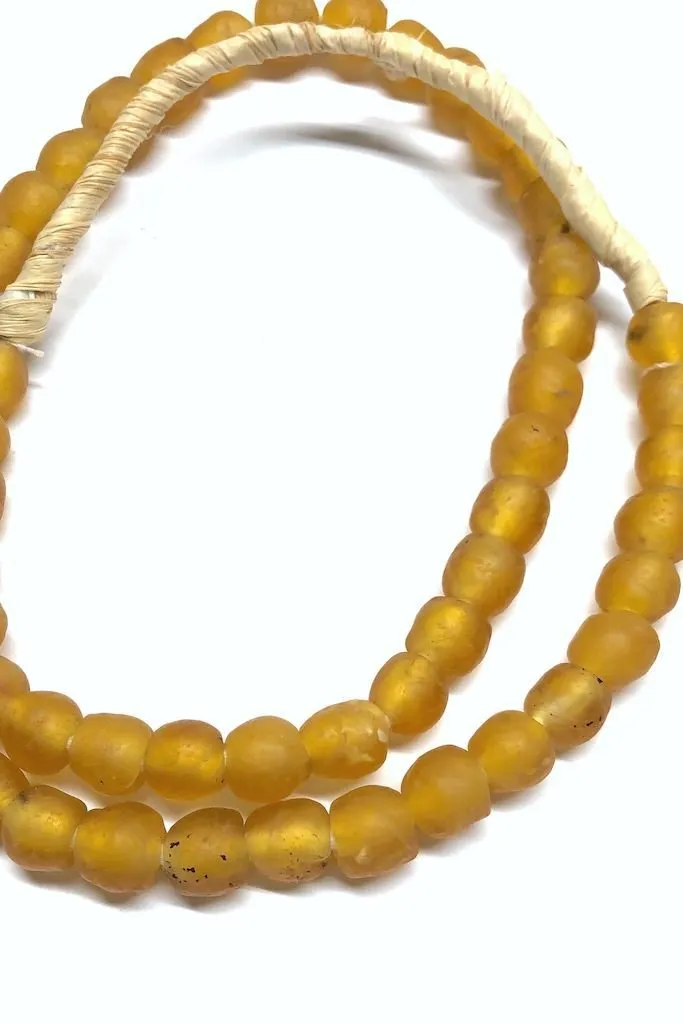 Recycled Glass Beads - Amber Yellow