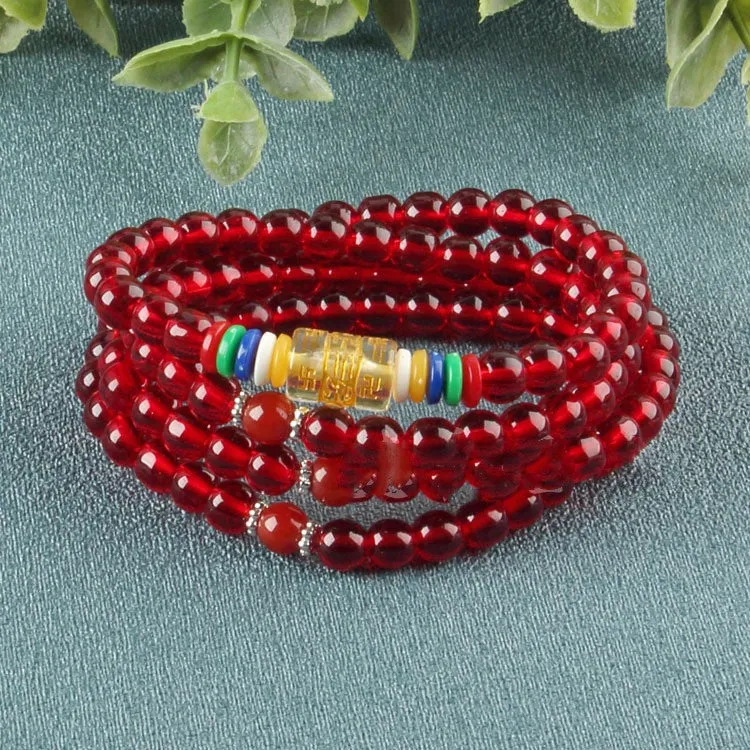 Red Agate Women's Bracelet 6m108 Buddha Beads