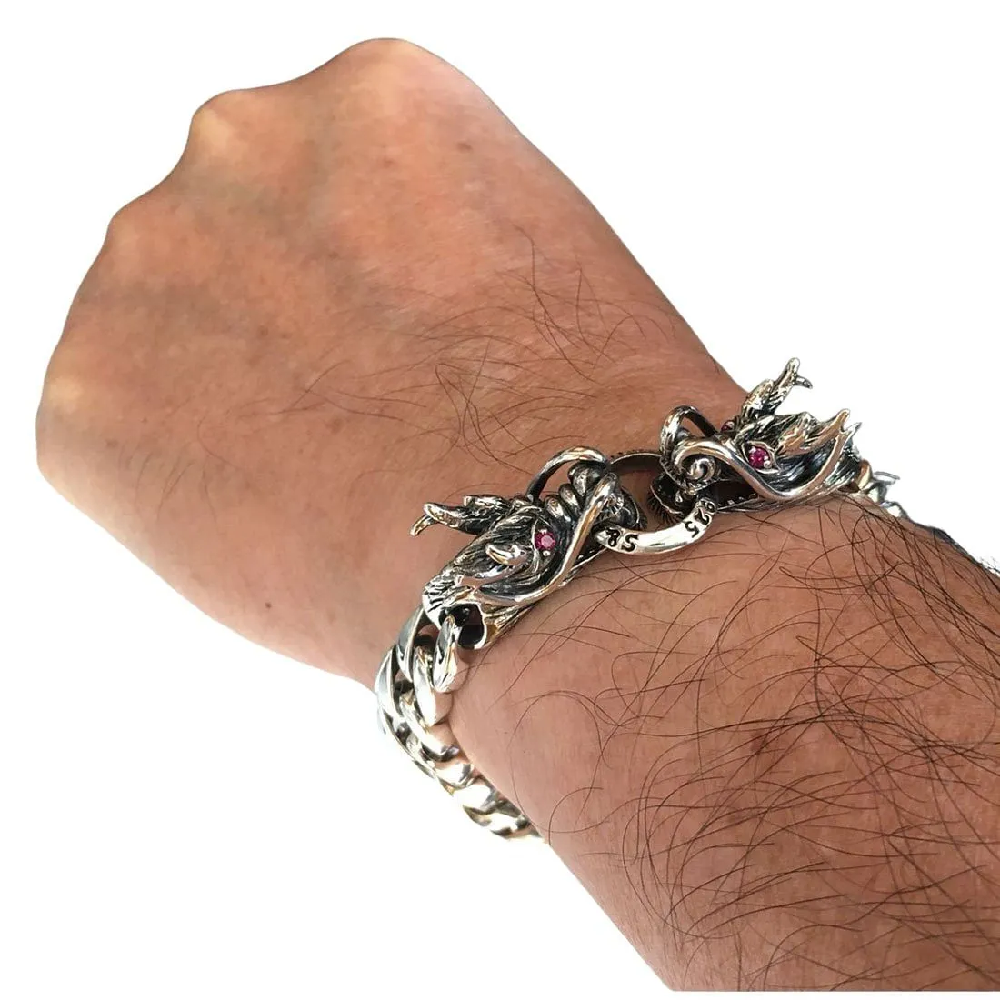 Red Eyes Silver Dragon Bracelet