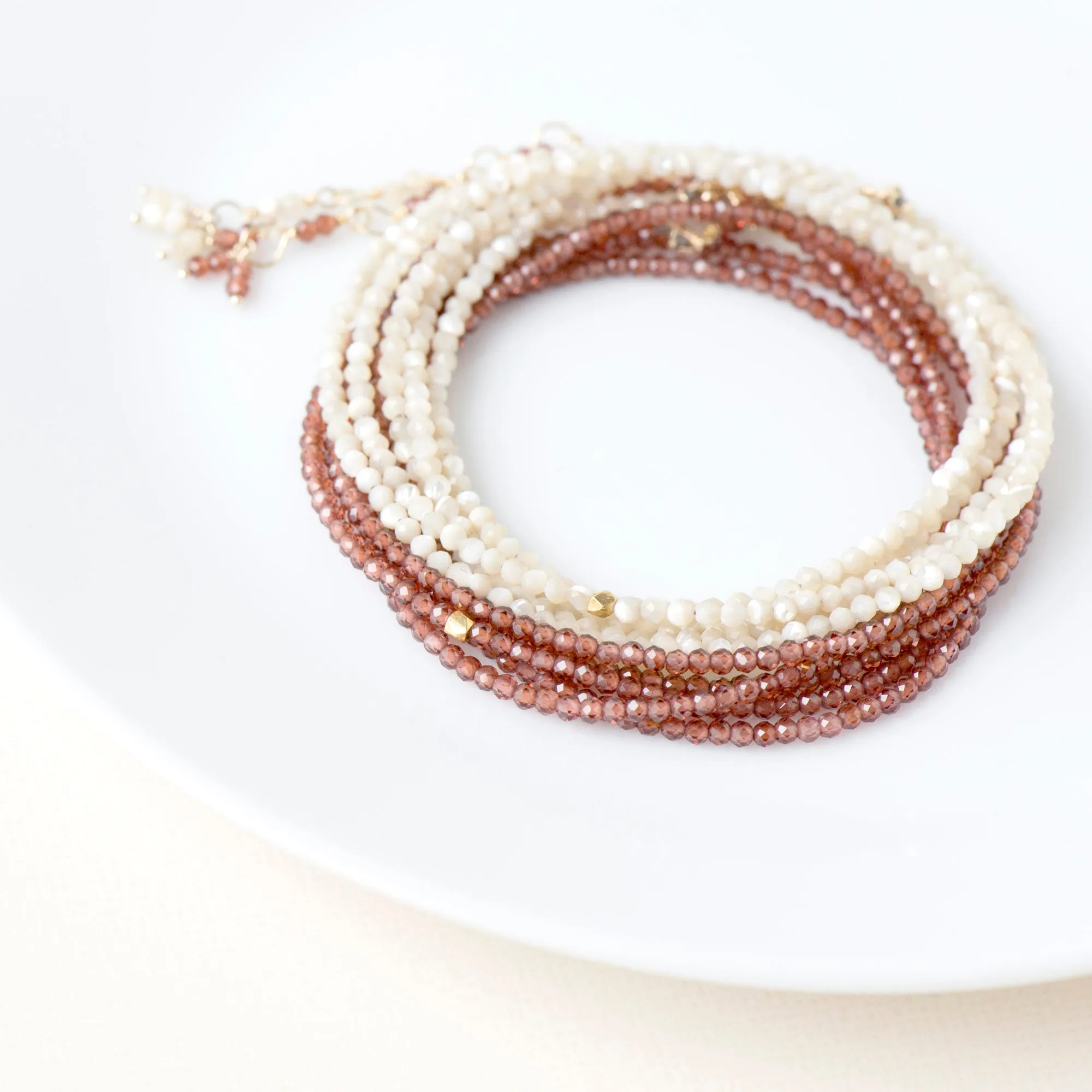 Red Garnet Wrap Bracelet - Necklace