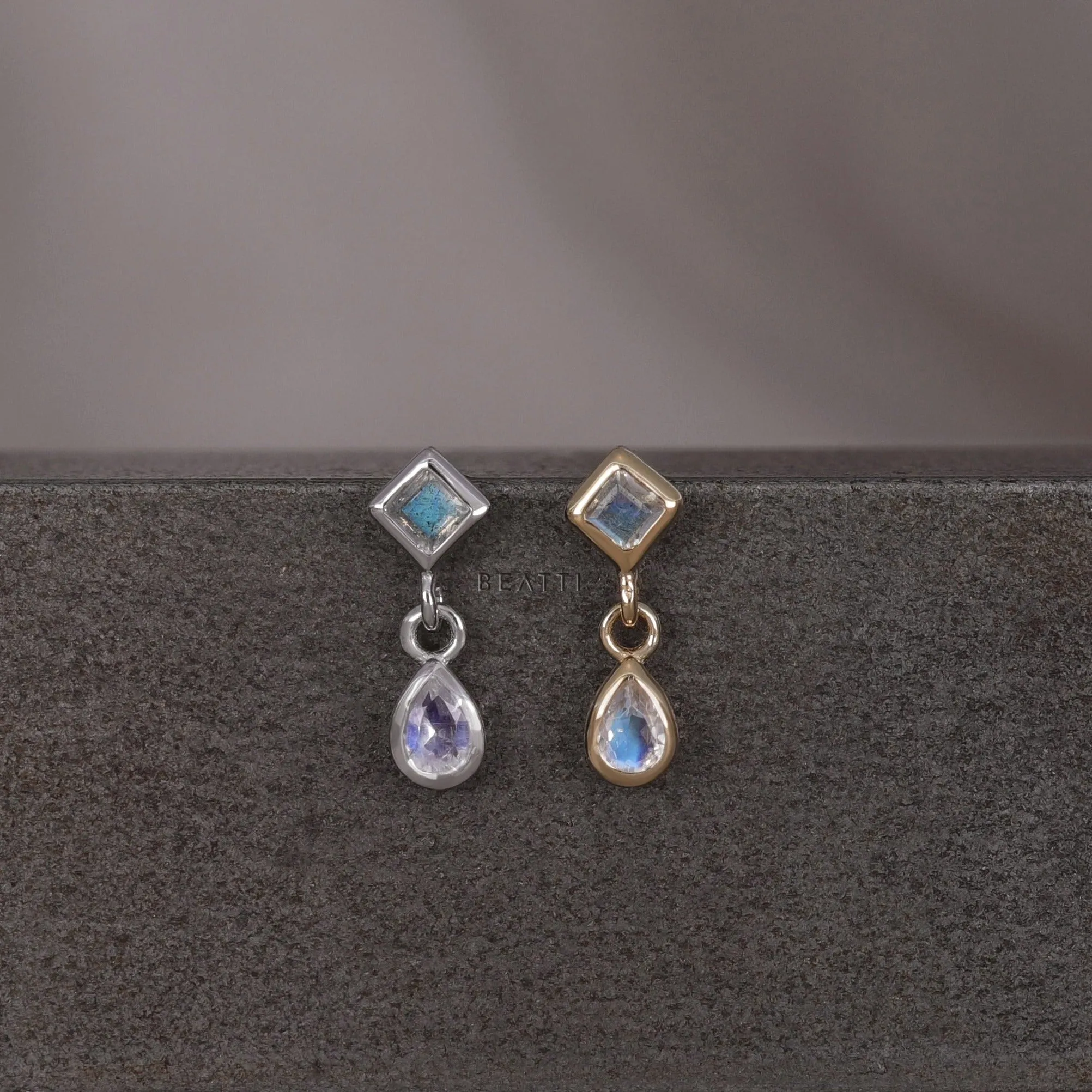 Rena • Labradorite & Moonstone Threadless Ends