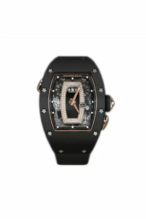 Richard Mille Black Ceramic & 18k Rose Gold Automatic Diamond & Onyx Dial Strap Watch