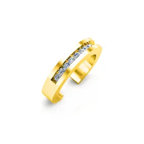 RKC Classy Moissanite Round Cut Wedding Toe Ring For Her 925 Sterling Silver 14K Yellow Gold Plated Wt 2 gm Width 3.30 MM