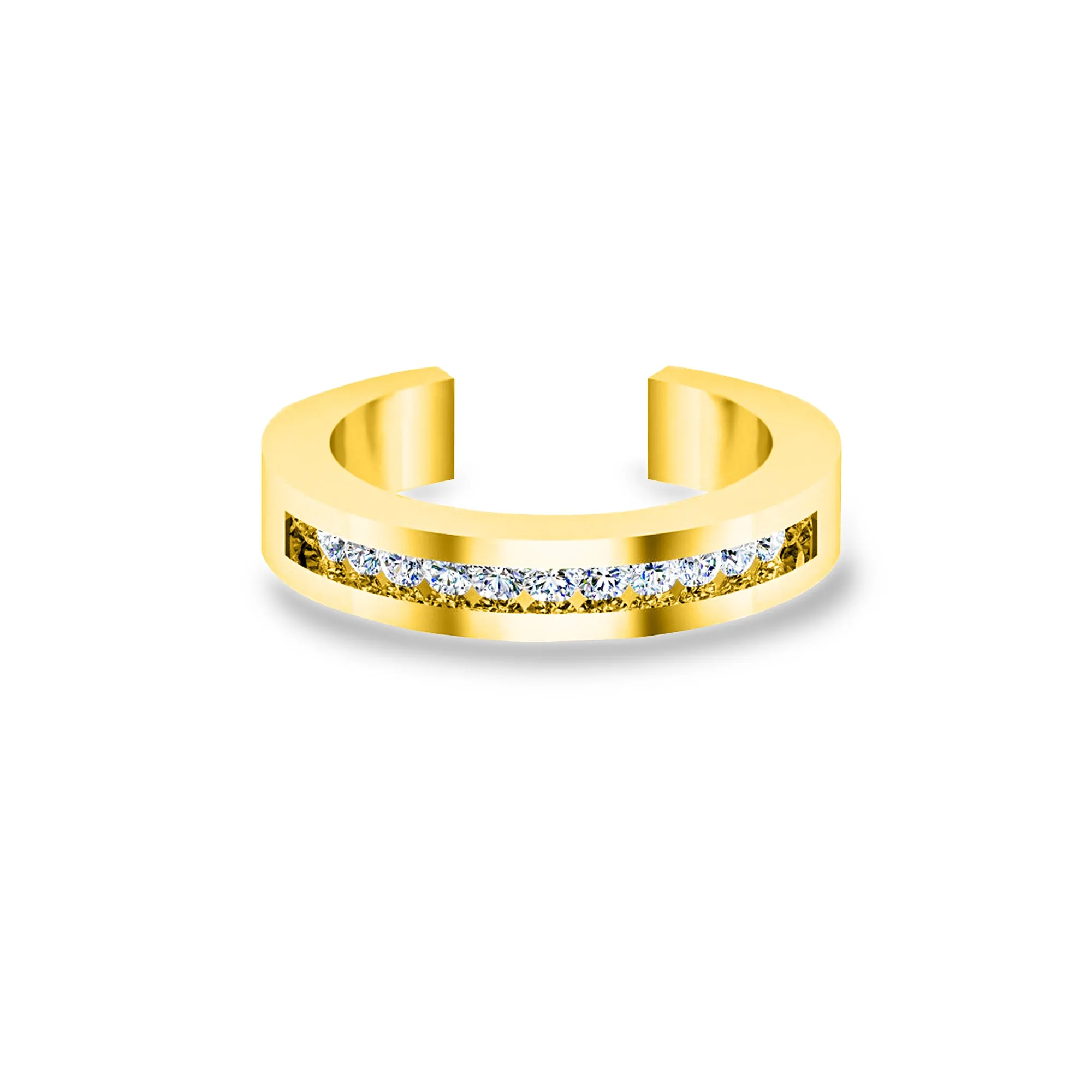 RKC Classy Moissanite Round Cut Wedding Toe Ring For Her 925 Sterling Silver 14K Yellow Gold Plated Wt 2 gm Width 3.30 MM