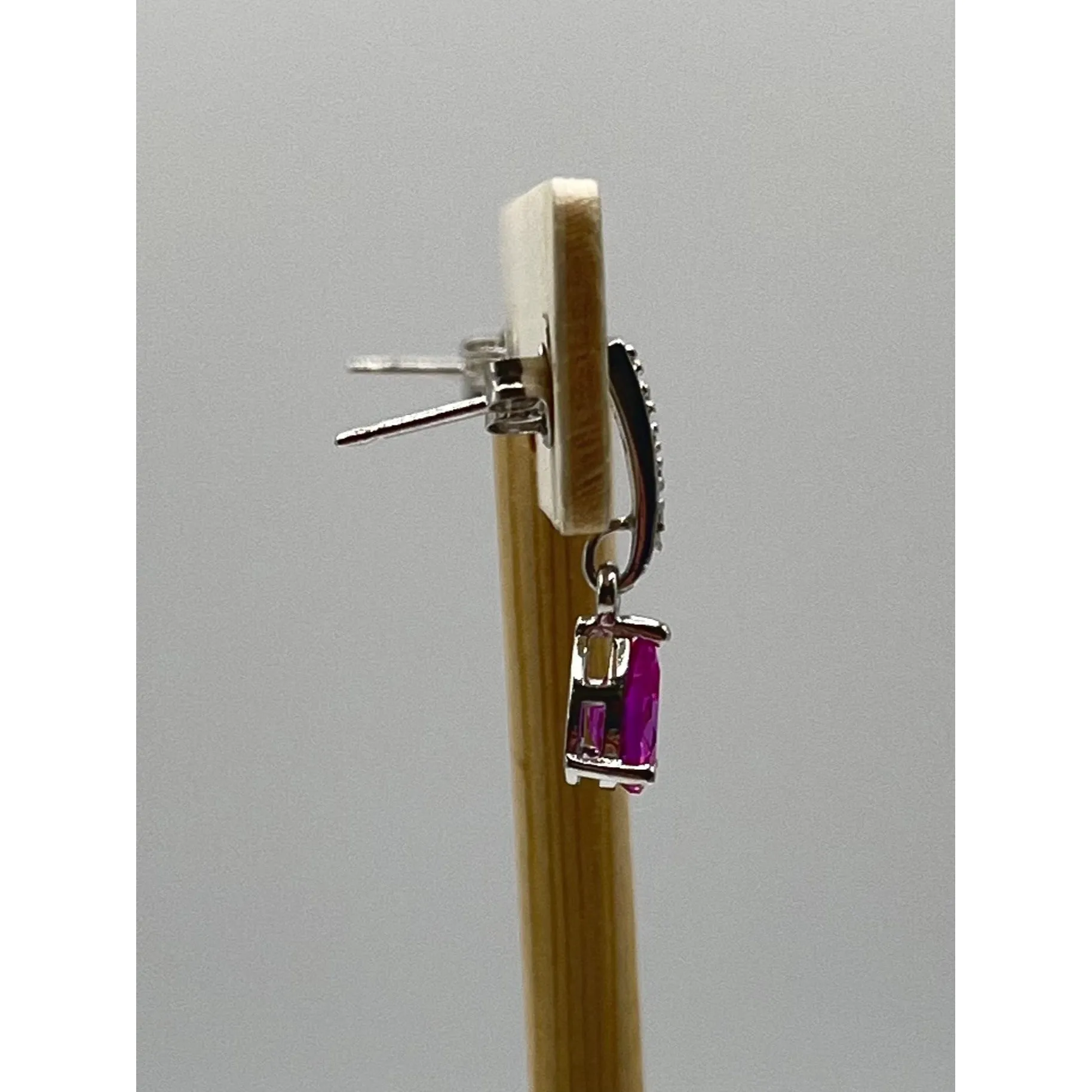 Ross Simons 925 Sterling Silver Teardrop Pink Topaz Dangle Drop Earrings