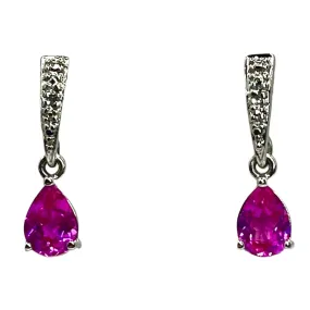 Ross Simons 925 Sterling Silver Teardrop Pink Topaz Dangle Drop Earrings