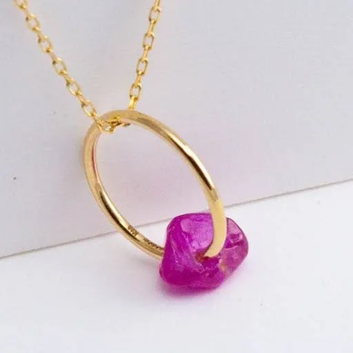 Rough stone ruby pendant