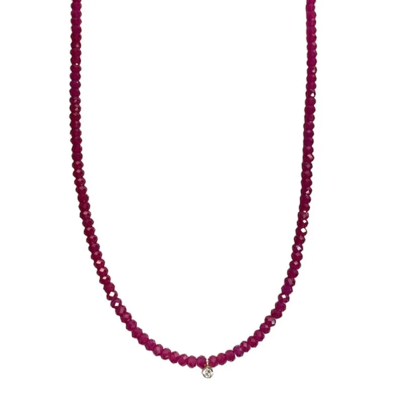 Ruby & Lab Diamond Beaded Necklace