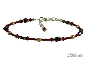 Ruby Pearl Garnet Gemstone Ankle Bracelet